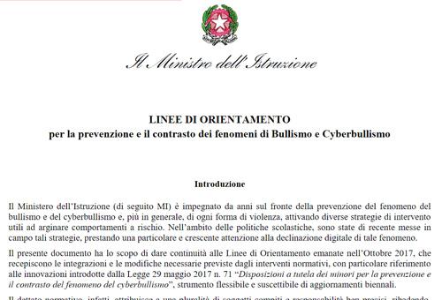 Prevenzione e il contrasto dei fenomeni di Bullismo e Cyberbullismo